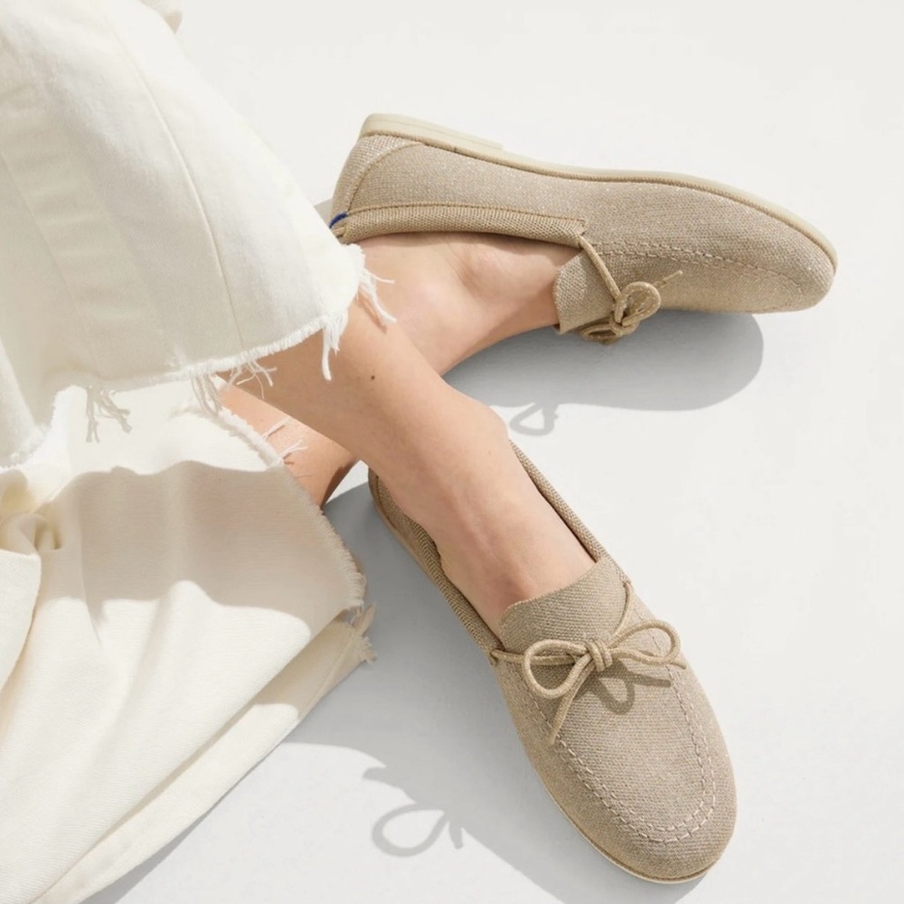 Rothy's The Boat Shoe | Shimmering Sand | Beige Loafers | Size 9.5 | NIB